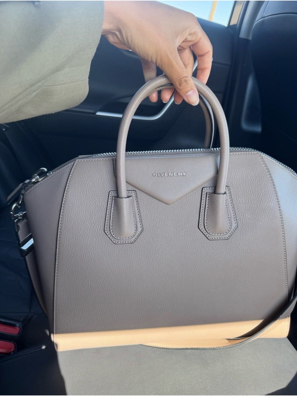 Givenchy Two-Tone Taupe and Cream Antigona-Inspired Satchel